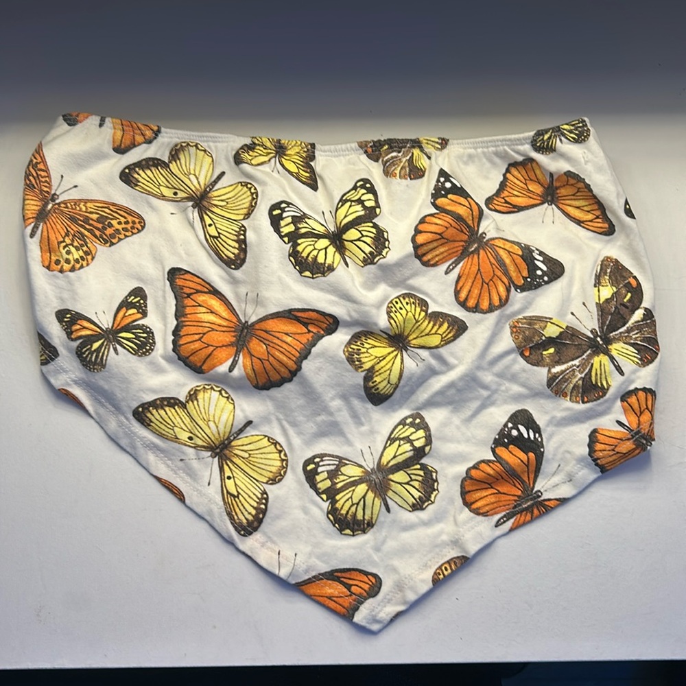 strapless butterfly bandana crop